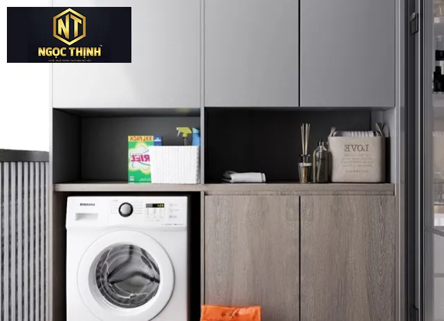 TỦ MÁY GIẶT KẾ HỢP TỦ TIỆN LỢI GỌN GÀNG ĐA NĂNG MẪU 09